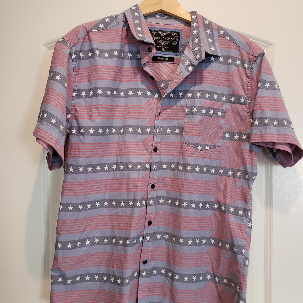 American flag Men's San Francisco Work Shirt XL Slim Fit